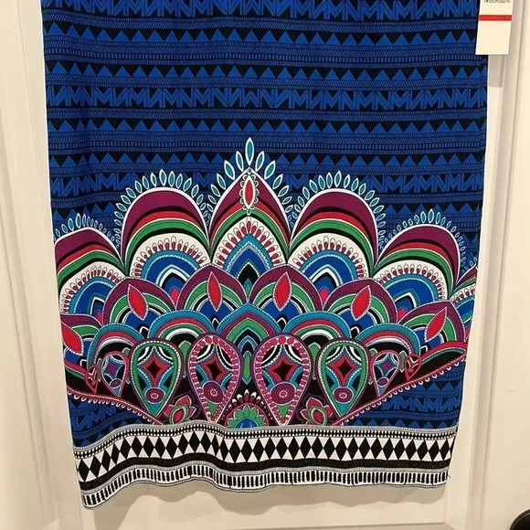 NWT Laundry Shelli Segal V-Neck Blue Red Pink Purple Shift Sleeveless Dress XS - Picture 4 of 10